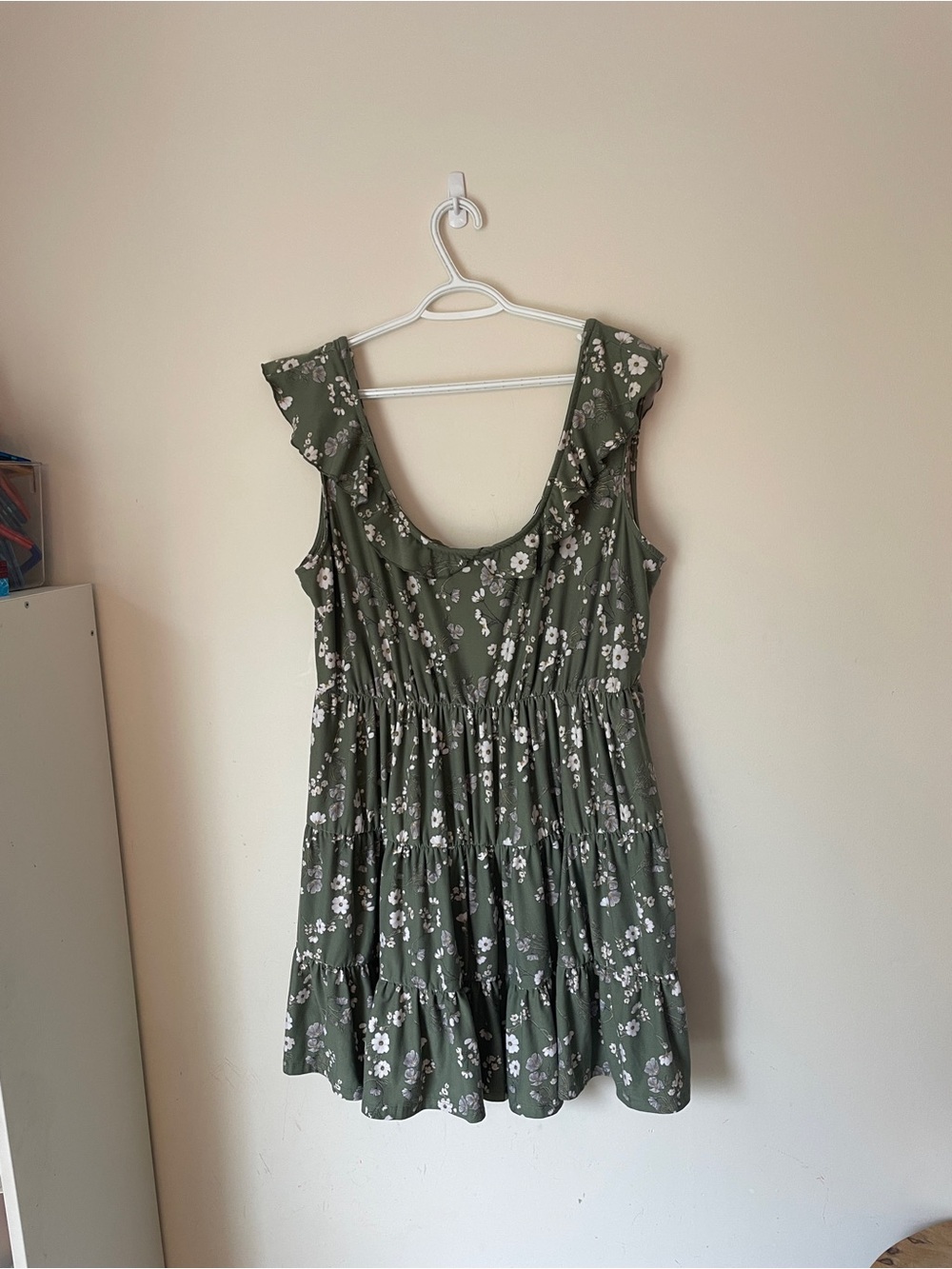 Justify Olive Green Floral Ruffle Mini Dress 2X